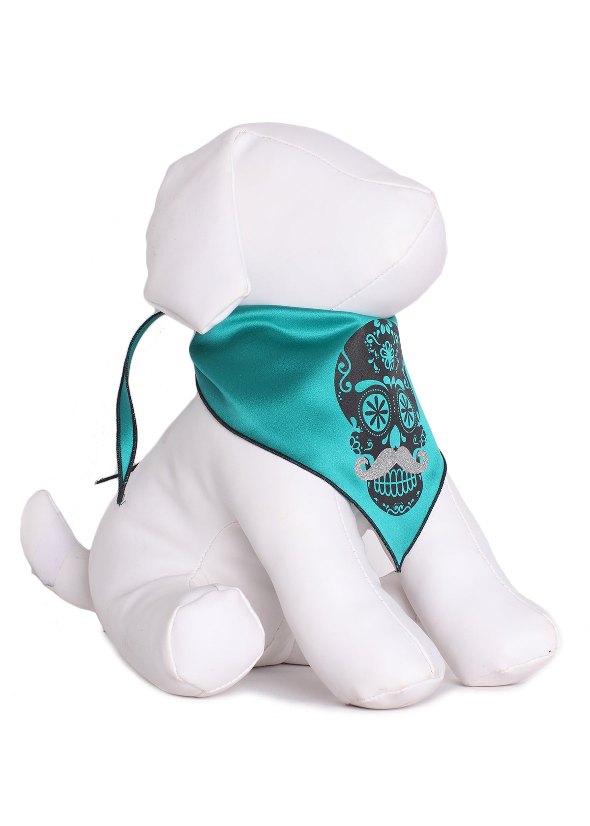 Day of the Dead Teal Skull Dog Bandana Festive Pet Scarf