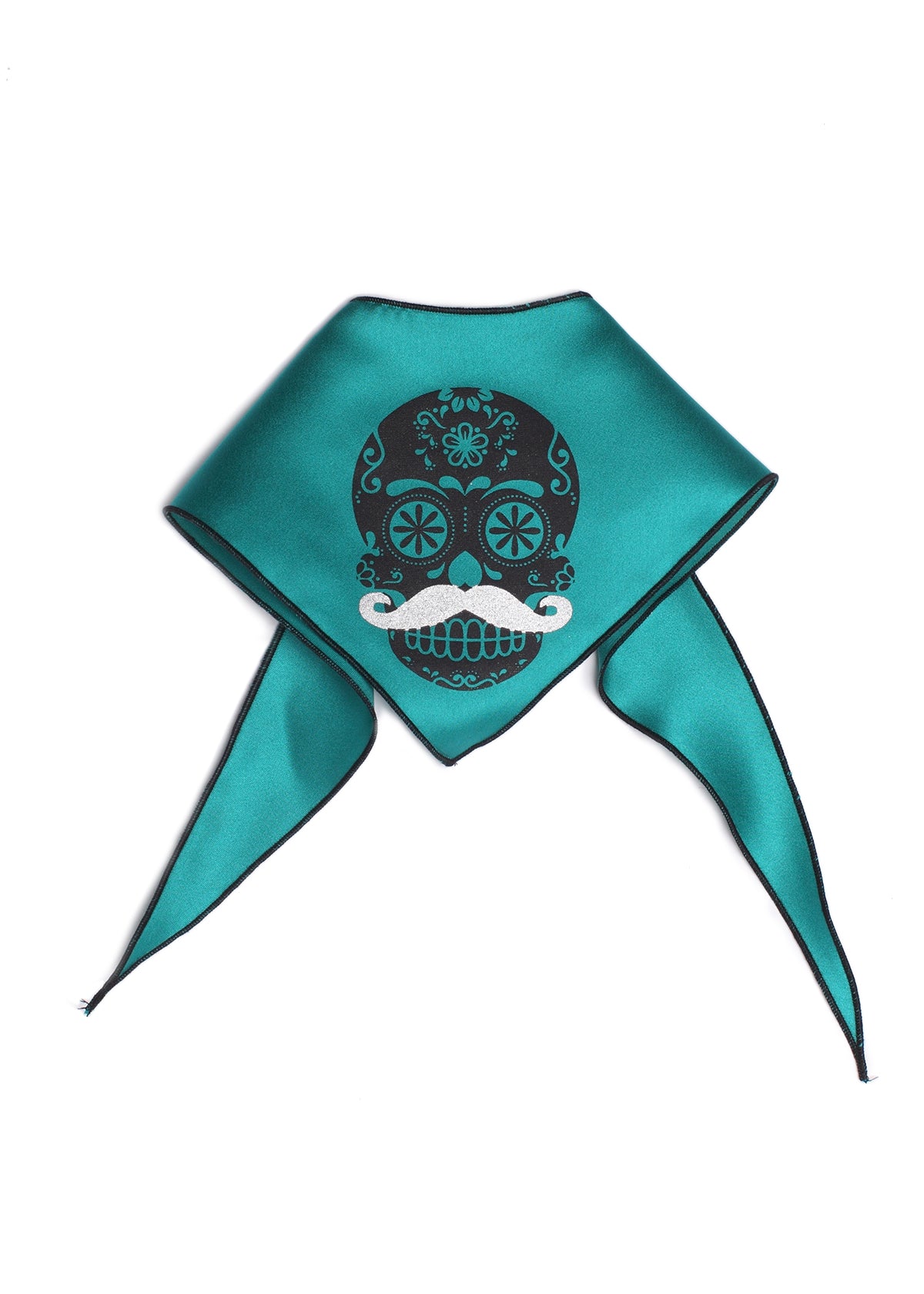 Day of the Dead Teal Skull Dog Bandana Festive Pet Scarf