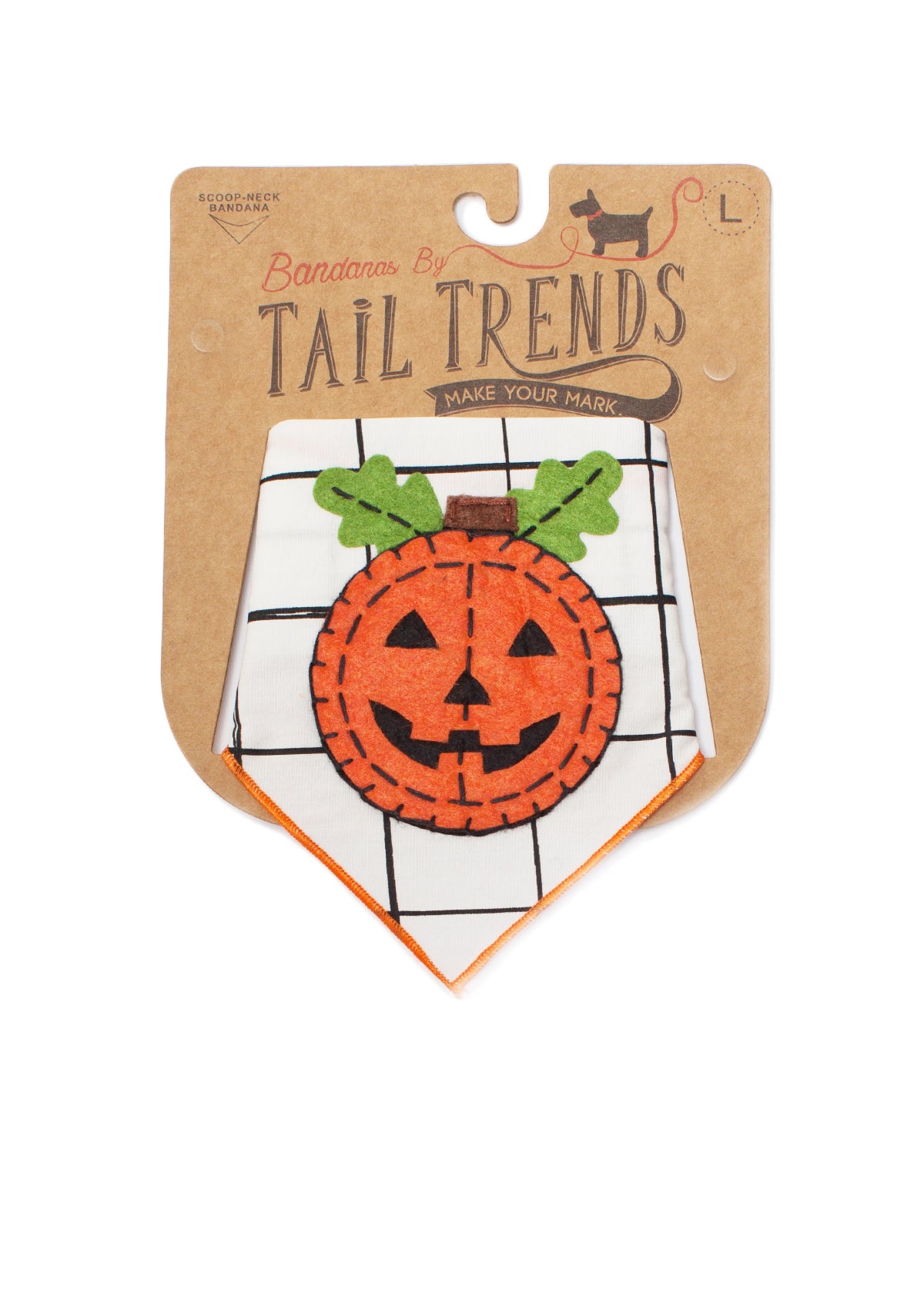 Pumpkin on White Dog Bandana Cute Halloween Pet Scarf