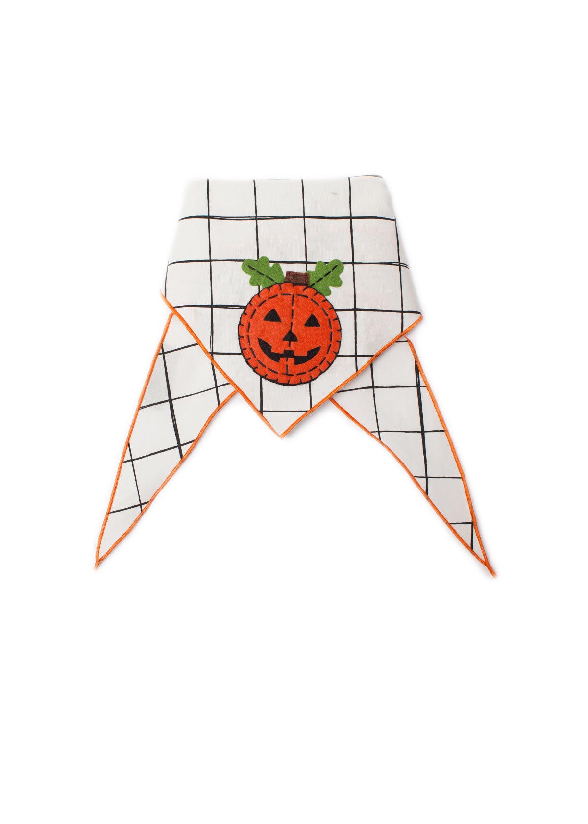 Pumpkin on White Dog Bandana Cute Halloween Pet Scarf