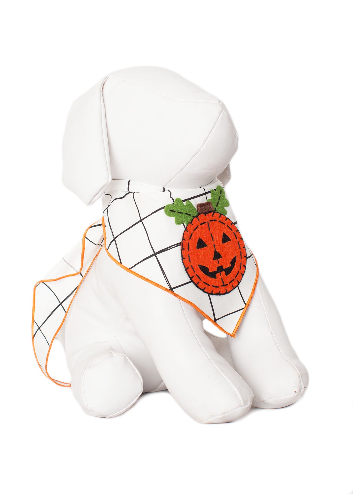 Pumpkin on White Dog Bandana Cute Halloween Pet Scarf