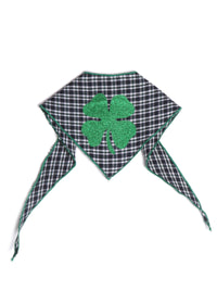 Green Glitter Clover on Plaid