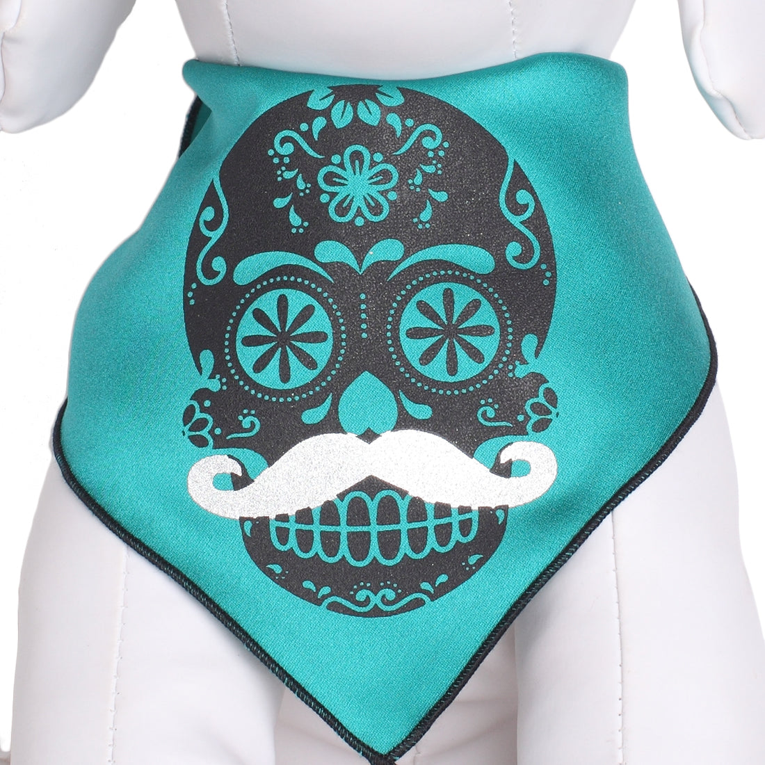 Day of the Dead Teal Skull Dog Bandana Festive Pet Scarf