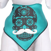 Day of the Dead Teal Skull Dog Bandana Festive Pet Scarf