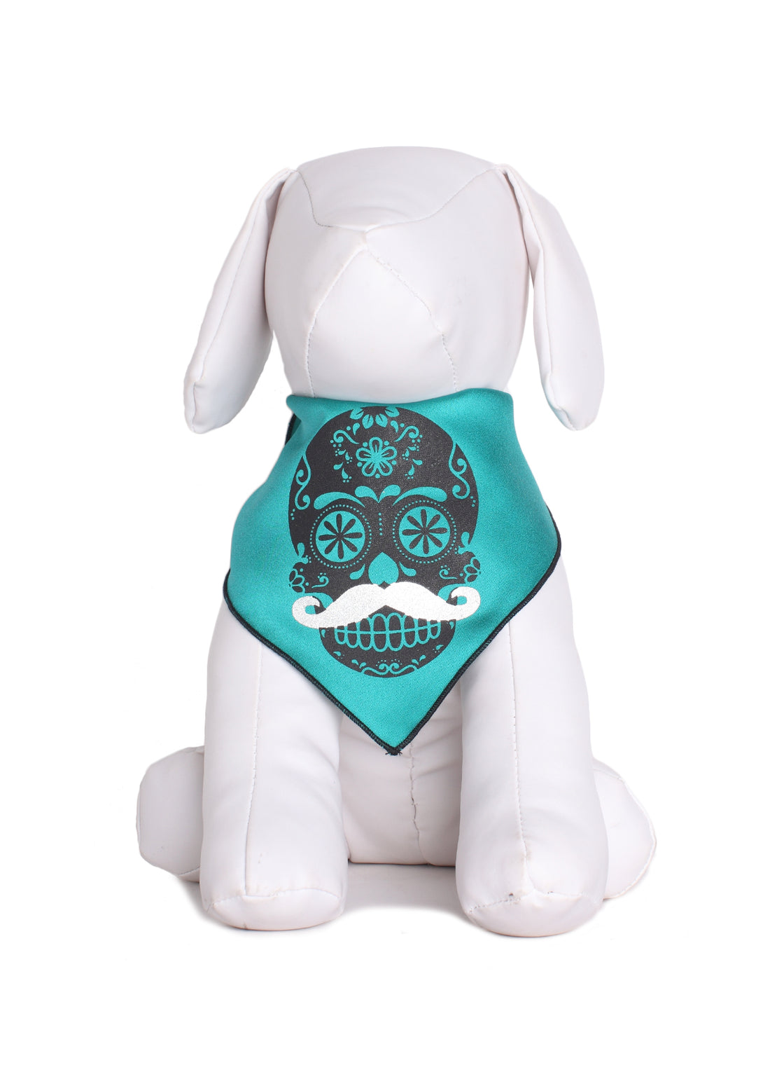 Day of the Dead Teal Skull Dog Bandana Festive Pet Scarf
