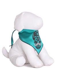 Day of the Dead Teal Skull Dog Bandana Festive Pet Scarf
