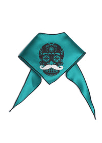 Day of the Dead Teal Skull Dog Bandana Festive Pet Scarf