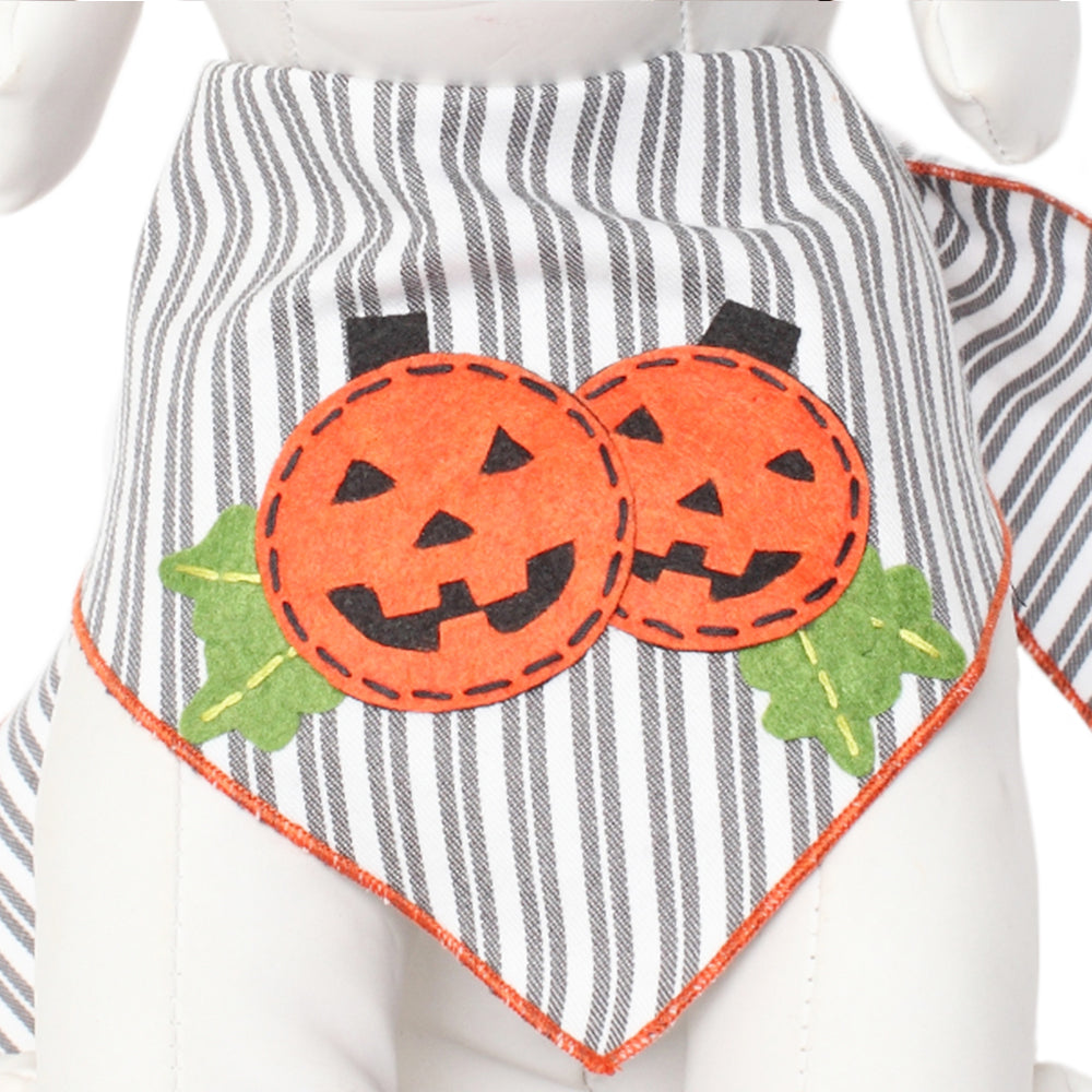 Striped Pumpkins Halloween Dog Bandana Fall Pet Outfit