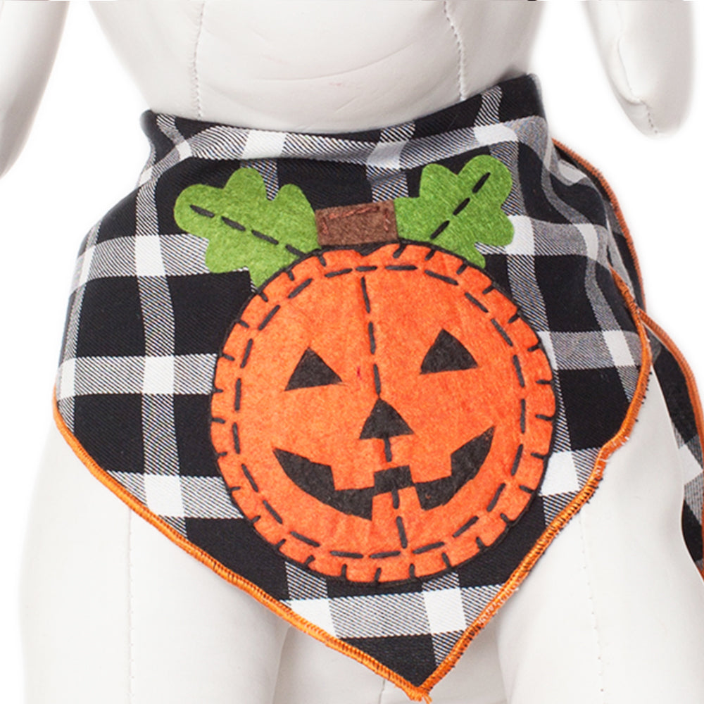 Stitched Pumpkin Halloween Dog Bandana Fall Pet Costume