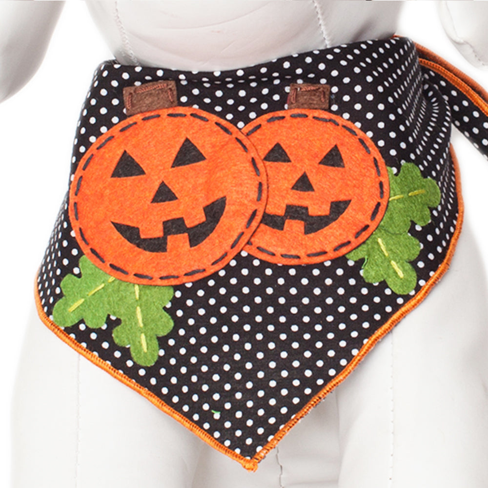 Pumpkin Friends Polkadot Dog Bandana Holiday Pet Scarf