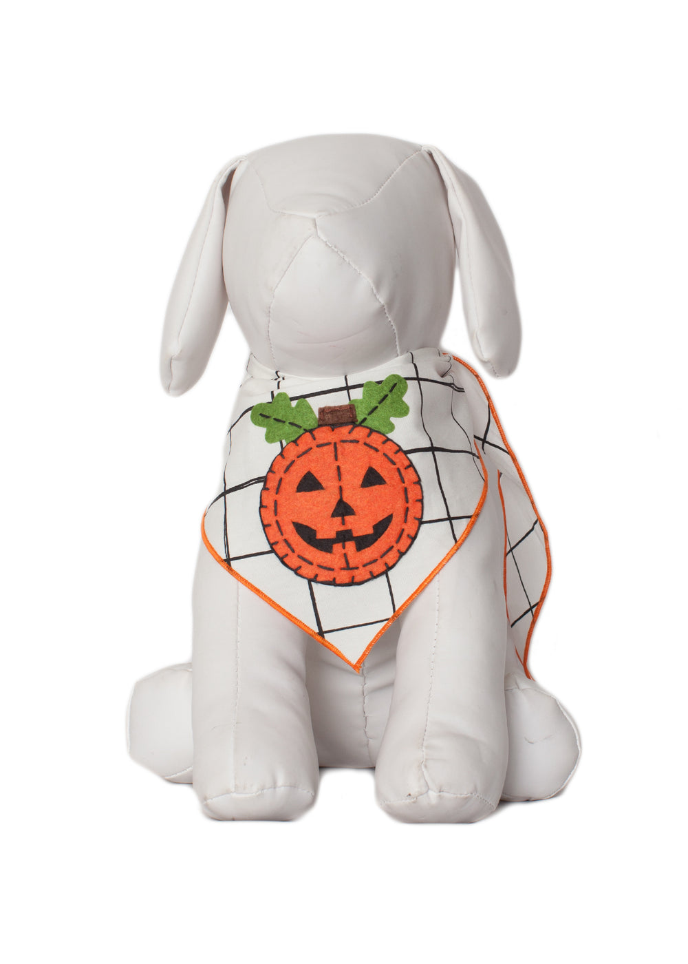 Pumpkin on White Dog Bandana Cute Halloween Pet Scarf